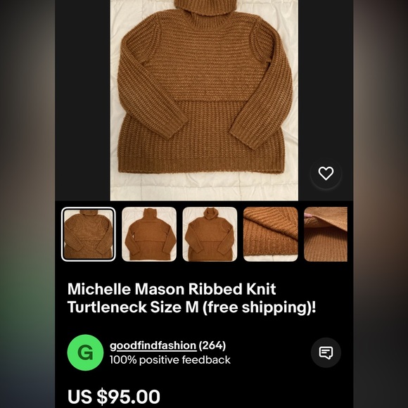 Mason Camel turtle Neck Sweater knit designer large #cottage core #knit - Picture 2 of 14